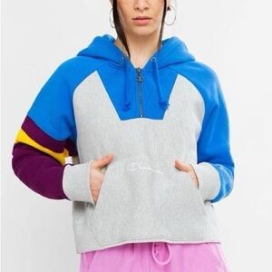 Champion Life Women's Reverse Weave Colorblock Oversized Half Zip Hoodie